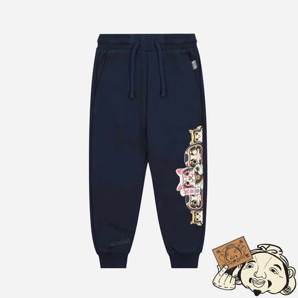 Kids Evisu DARUMA BUDDIES PRINT SWEATPANTS Bleu Marine | 036NLSWCV