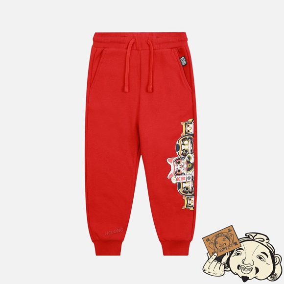 Kids Evisu DARUMA BUDDIES PRINT SWEATPANTS Rouge | 809CVIHBY