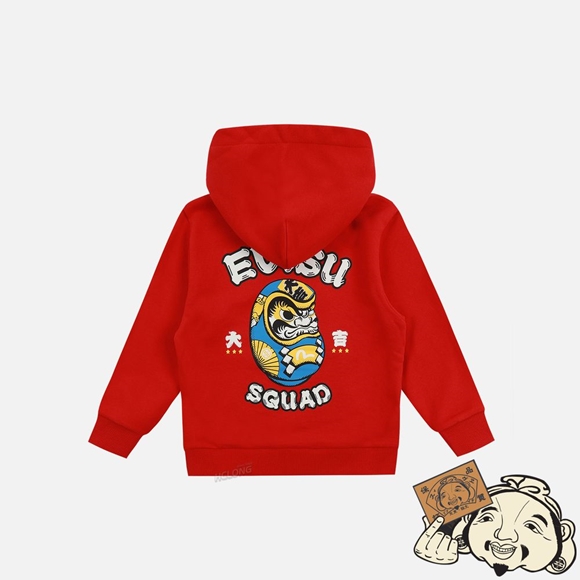 Kids Evisu DARUMA PRINT HOODED SWEATSHIRT Rouge | 890WIYKOJ