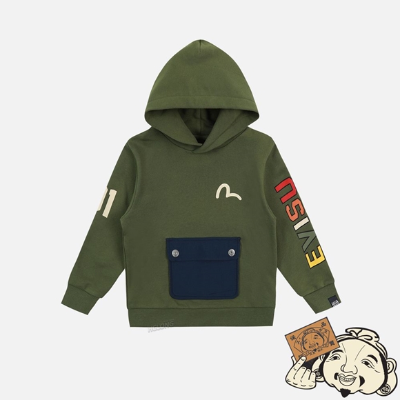 Kids Evisu LOGO AND SEAGULL PRINT HOODIE Vert | 826GVURXT