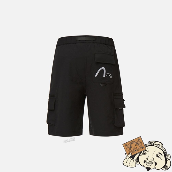 Men Evisu ADJUSTABLE WEBBING BELT CARGO SHORTS Noir | 248YDUPAF