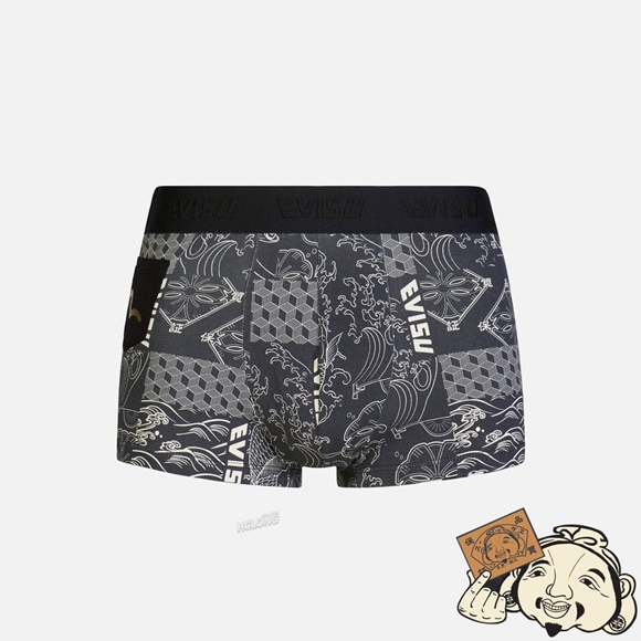 Men Evisu ALLOVER JAPANESE PATTERN PRINT TRUNKS Noir | 597SQLNPE