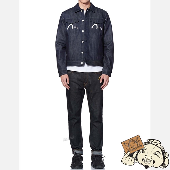 Men Evisu BOSOZOKU PRINT DENIM JACKET Indigo | 182VSYDCE