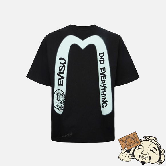 Men Evisu DARUMA AND SLOGAN DAICOCK PRINT T-SHIRT Noir | 359HESYFX