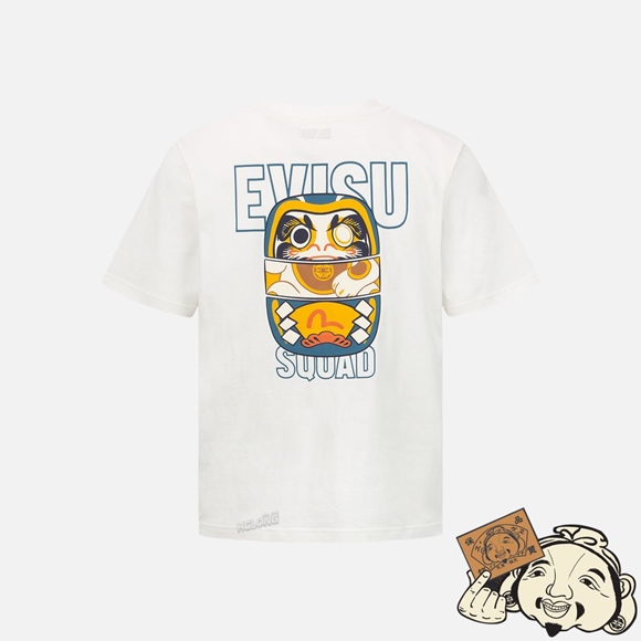 Men Evisu DARUMA STACKING DOLL PRINT T-SHIRT Blanche | 150EBXWVT