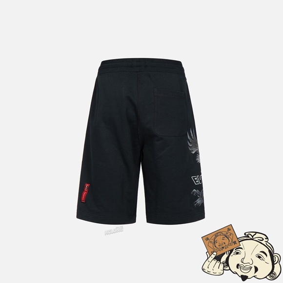 Men Evisu EAGLE AND PINE TREE GRAPHIC EMBROIDERY SWEAT SHORTS Noir | 123KBNOIU