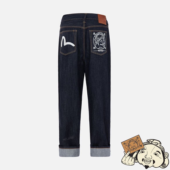 Men Evisu GODHEAD EMBROIDERY RELAX-FIT JEANS #2010 Indigo | 673HZDYJU