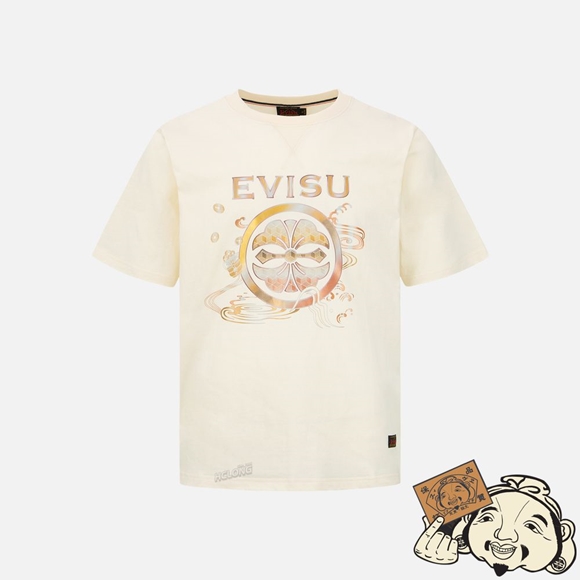 Men Evisu GRADIENT KAMON FOIL-PRINT T-SHIRT Beige | 723GDZBNQ