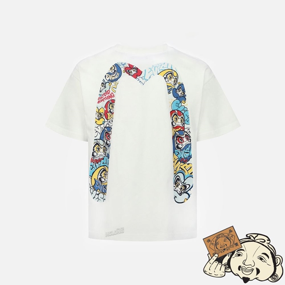 Men Evisu GRAFFITI DARUMA DAICOCK PRINT T-SHIRT Blanche | 051UVXWTC