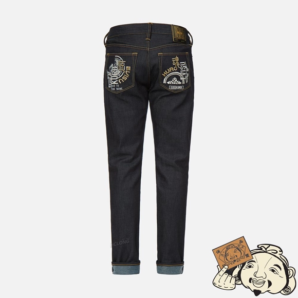 Men Evisu HANNYA AND KAMON EMBROIDERED CARROT FIT JEANS #2017 Indigo | 968ZCKLTW