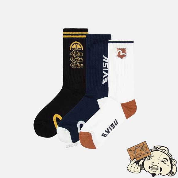 Men Evisu KAMON AND LOGO-TRIO JACQUARD LONG SOCKS MULTIPLE | 514TOKFWE