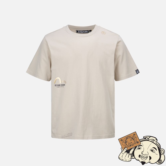 Men Evisu KANJI CALLIGRAPHY PRINT T-SHIRT Beige | 153WSIZBJ