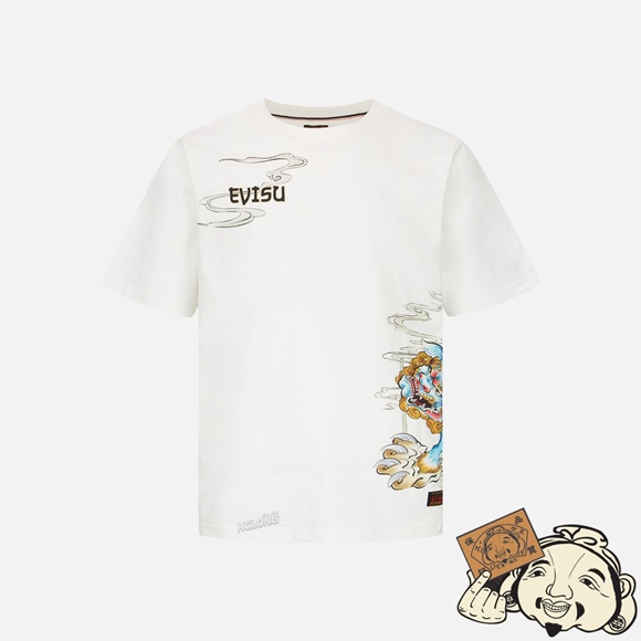 Men Evisu KOMAINU PAINTING PRINT T-SHIRT Blanche | 743LPZTHK