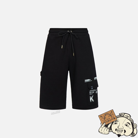 Men Evisu LOGO AND SEAGULL PRINT SWEAT SHORTS Noir | 982KJCVMU