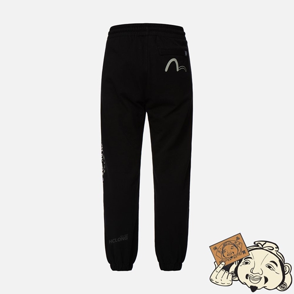 Men Evisu LOGO AND SLOGAN PRINT SWEATPANTS Noir | 781WMZHAF