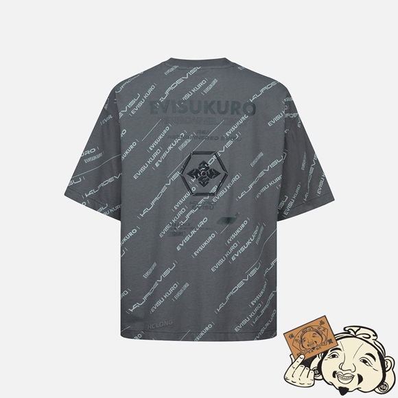 Men Evisu MONOGRAM LOGO PRINT T-SHIRT CHARCOAL | 295EDJNRB