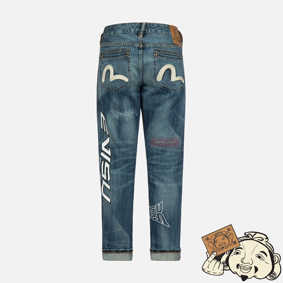 Men Evisu MULTI-LOGO AND SEAGULL EMBROIDERY CARROT-FIT JEANS #2017 Indigo | 407HBNYMF