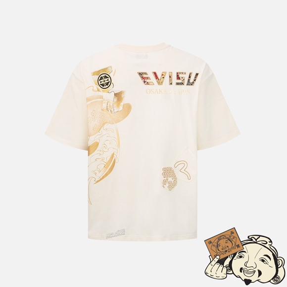 Men Evisu MULTI-POCKET FOIL-PRINT T-SHIRT Beige | 468RYZXKC