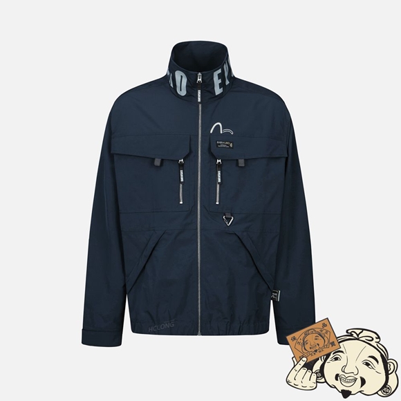 Men Evisu MULTI POCKET OUTDOOR JACKET Bleu Marine | 293RXGUDI