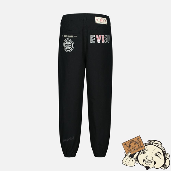 Men Evisu NOMADIC PATTERN LOGO PRINT JOGGERS Noir | 274EJFHUY