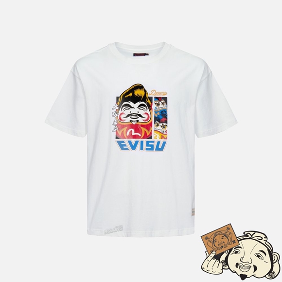 Men Evisu POMPADOUR DARUMA PRINT T-SHIRT Blanche | 765RGXVML