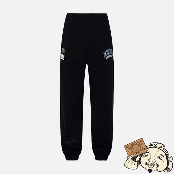 Men Evisu RETRO LOGO PRINT SWEATPANTS Noir | 927SNOFXT