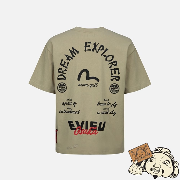 Men Evisu SAMURAI AND SLOGAN PRINT T-SHIRT Beige | 147RACLEH