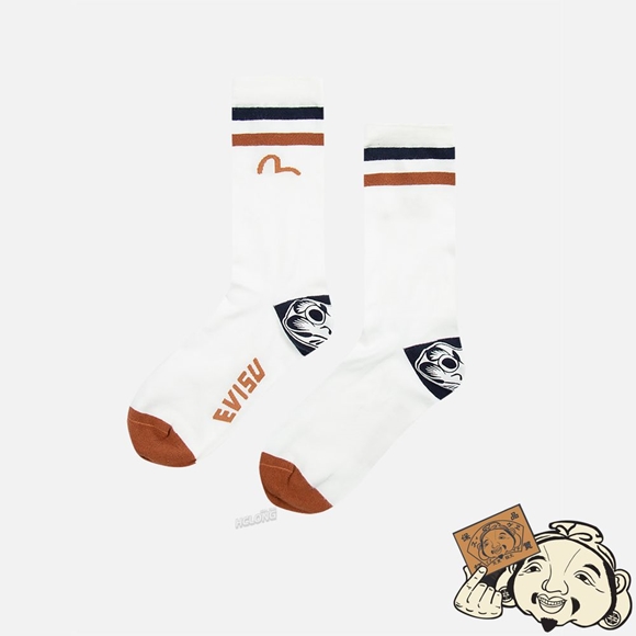 Men Evisu SEAGULL AND DARUMA SPORTS SOCKS Blanche | 374ATVOQX