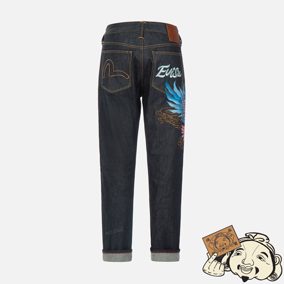 Men Evisu SEAGULL AND EAGLE EMBROIDERY CROPPED CARROT FIT JEANS #2017 Indigo | 143KMIDQF