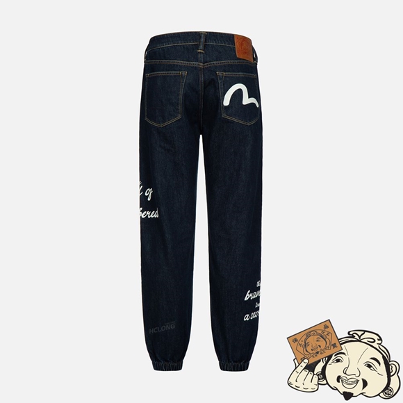 Men Evisu SLOGAN AND SEAGULL PRINT REGULAR-FIT JOGGER PANTS Indigo | 820TMCNAK