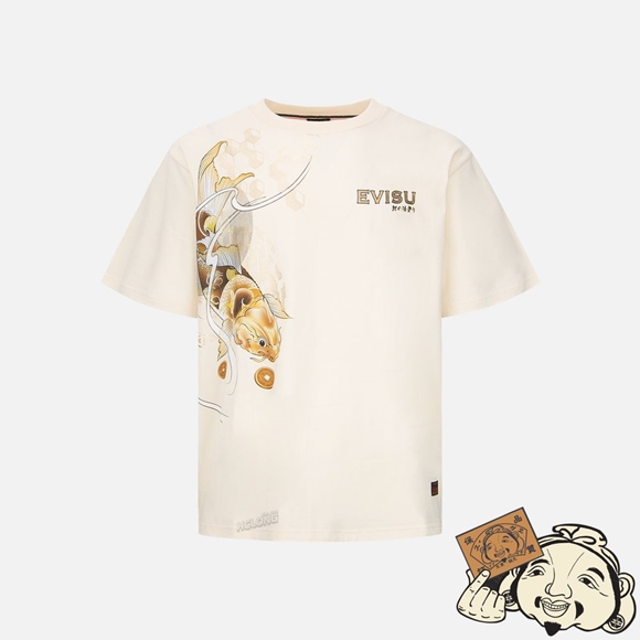 Men Evisu TATTOO KOI PRINT T-SHIRT Beige | 451AYWDKR