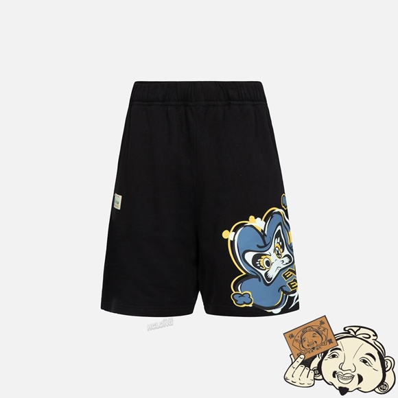 Men Evisu TRANSFORMING DARUMA PRINT SWEAT SHORTS Noir | 397YRAIUZ