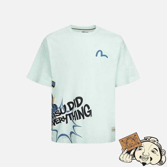 Men Evisu TRANSFORMING DARUMA PRINT T-SHIRT Vert Clair | 365AZQDFX