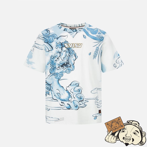 Men Evisu VINTAGE KOMAINU JAPANESE PAINTING PRINT T-SHIRT Blanche | 265MXVQDI