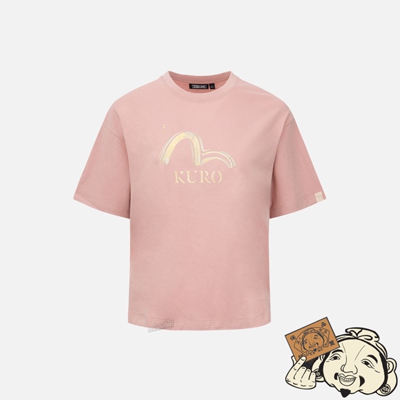 Women Evisu BRUSH EFFECT SEAGULL PRINT T-SHIRT Rose | 536TXQCKU