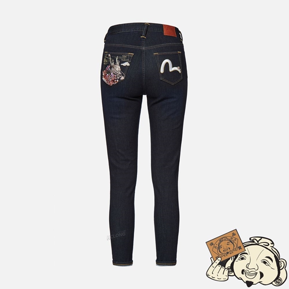 Women Evisu DRAGON HEAD AND SEAGULL EMBROIDERED SKINNY JEANS Indigo | 439FZRJXC