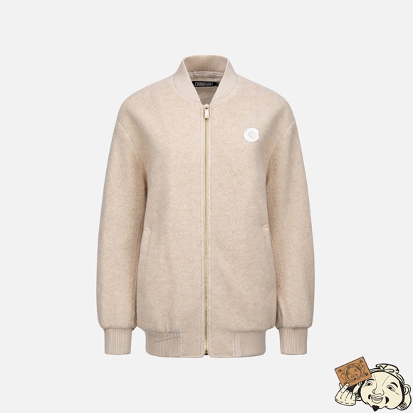 Women Evisu FUR SEAGULL INSERT PADDED SHERPA BOMBER JACKET Beige | 537ZECUBG