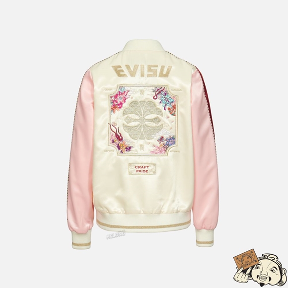 Women Evisu KAMON AND FLORAL MOTIF EMBROIDERED PADDED SOUVENIR JACKET MULTIPLE | 920PCMVGX