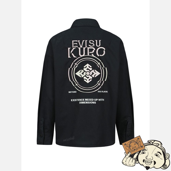 Women Evisu KAMON AND LOGO EMBROIDERY SHIRT JACKET Noir | 387DOKBJN