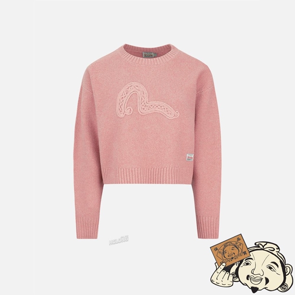 Women Evisu Texture Seagull Tricoté Pull Rose | 438PROIWS