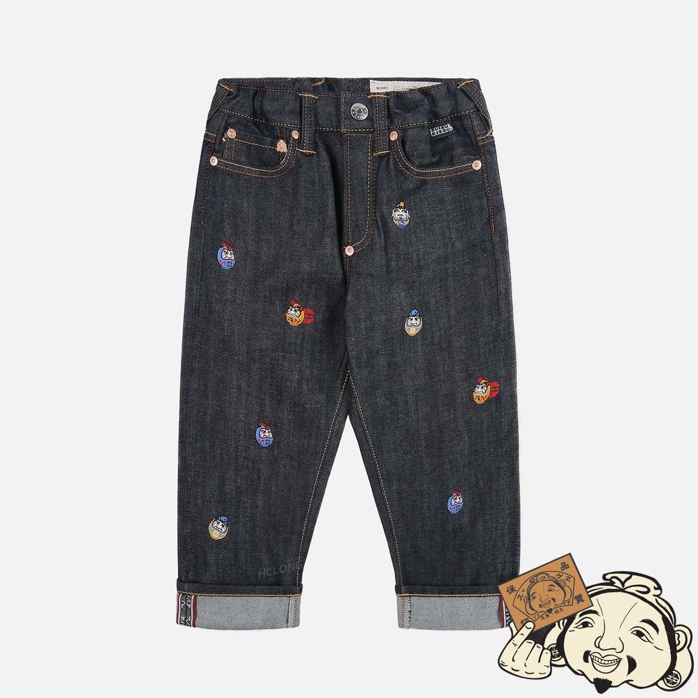 Kids Evisu ALLOVER POMPADOUR DARUMA REGULAR FIT DENIM JEANS Indigo | 740FPELAN