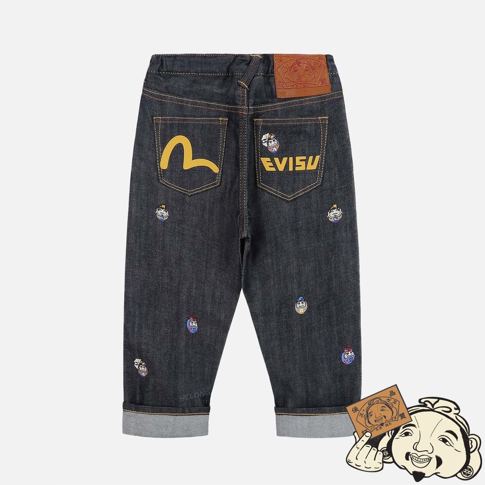 Kids Evisu ALLOVER POMPADOUR DARUMA REGULAR FIT DENIM JEANS Indigo | 740FPELAN