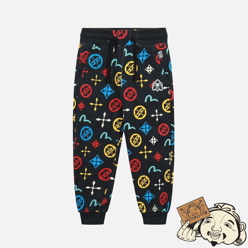 Kids Evisu ALLOVER SEAGULL AND KAMON PRINT SWEATPANTS Noir | 374UGMBZD