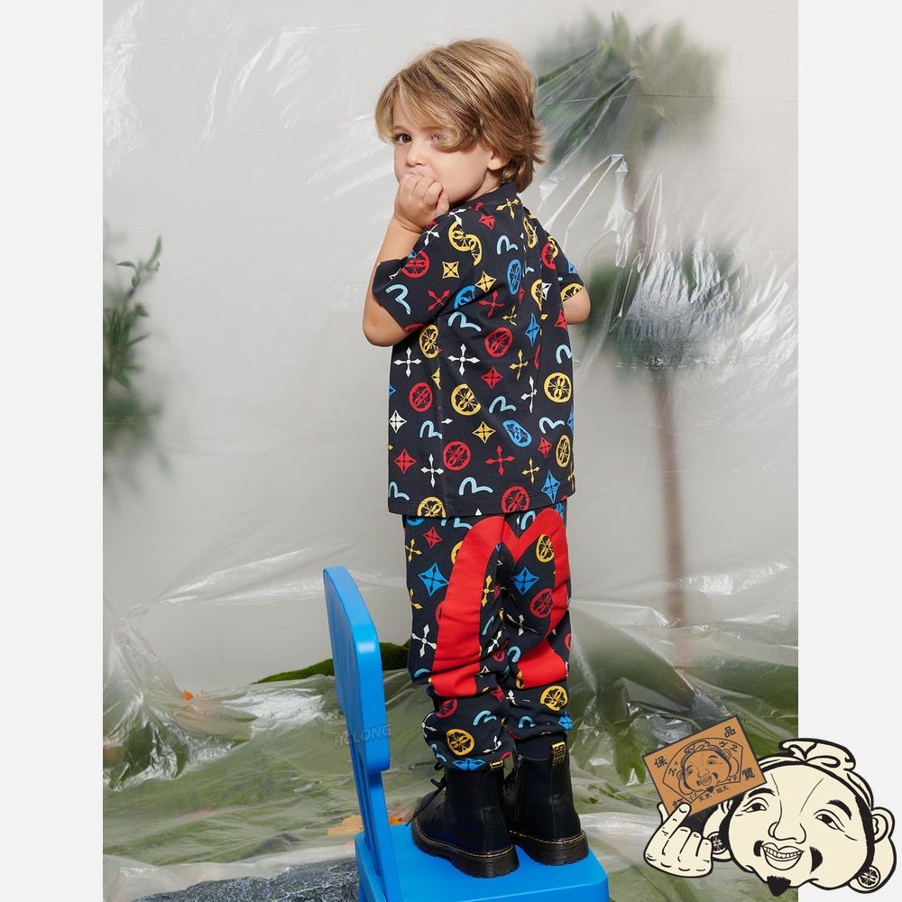 Kids Evisu ALLOVER SEAGULL AND KAMON PRINT SWEATPANTS Noir | 374UGMBZD