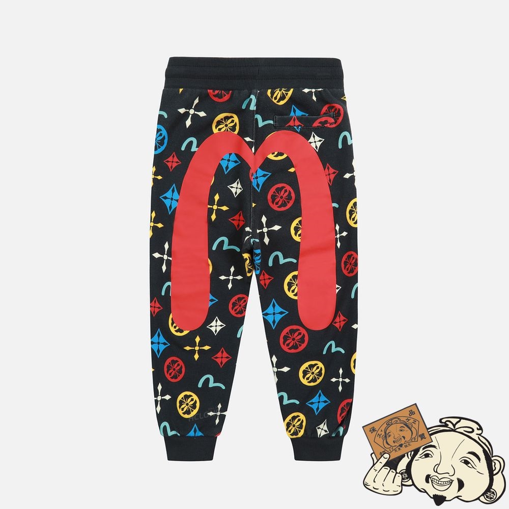 Kids Evisu ALLOVER SEAGULL AND KAMON PRINT SWEATPANTS Noir | 374UGMBZD