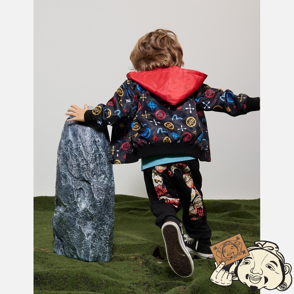 Kids Evisu ALLOVER SEAGULL AND KAMON PRINT JACKET Noir | 398PBYKZX