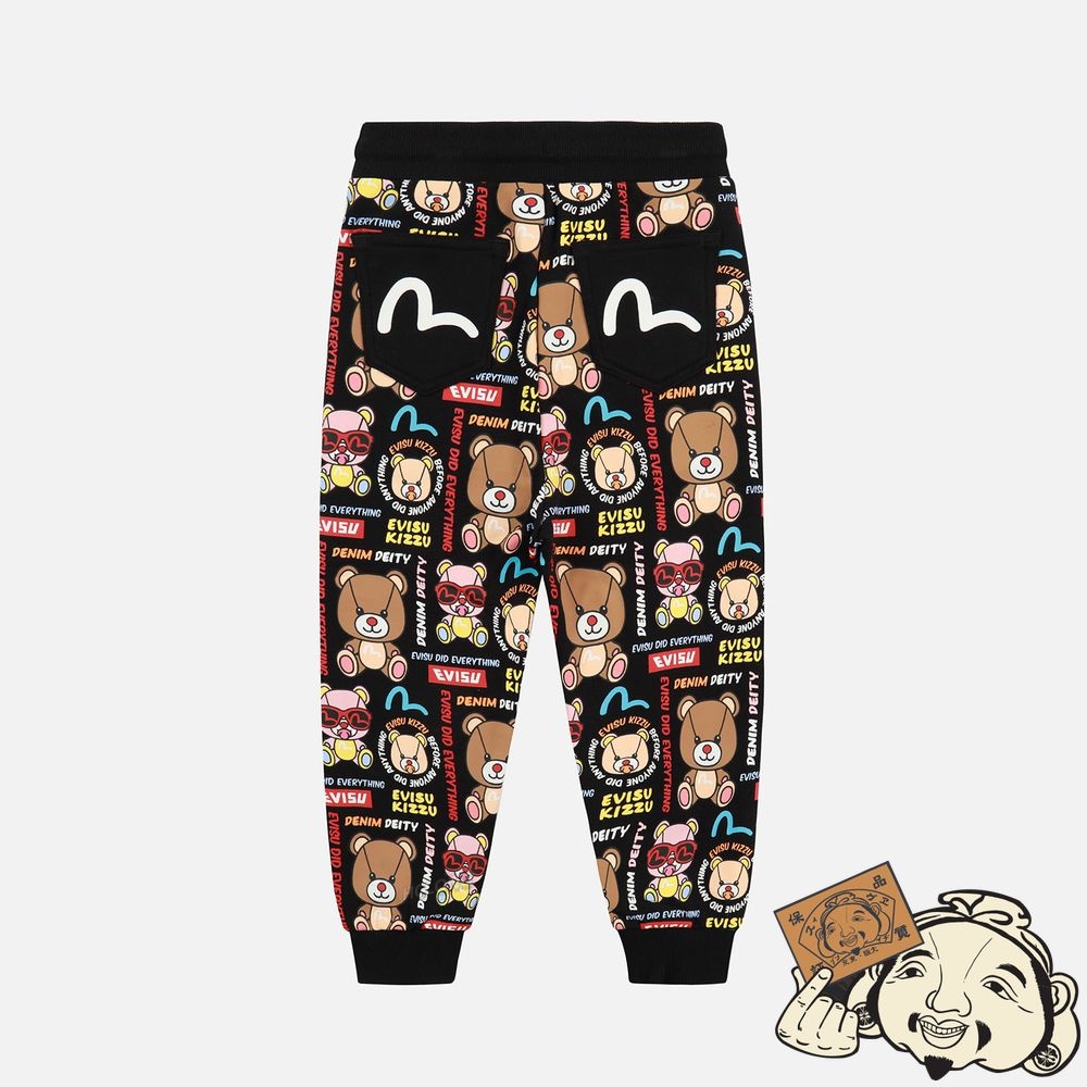 Kids Evisu Allover Bear Print Sweatpants Noir | 465HGEWAX