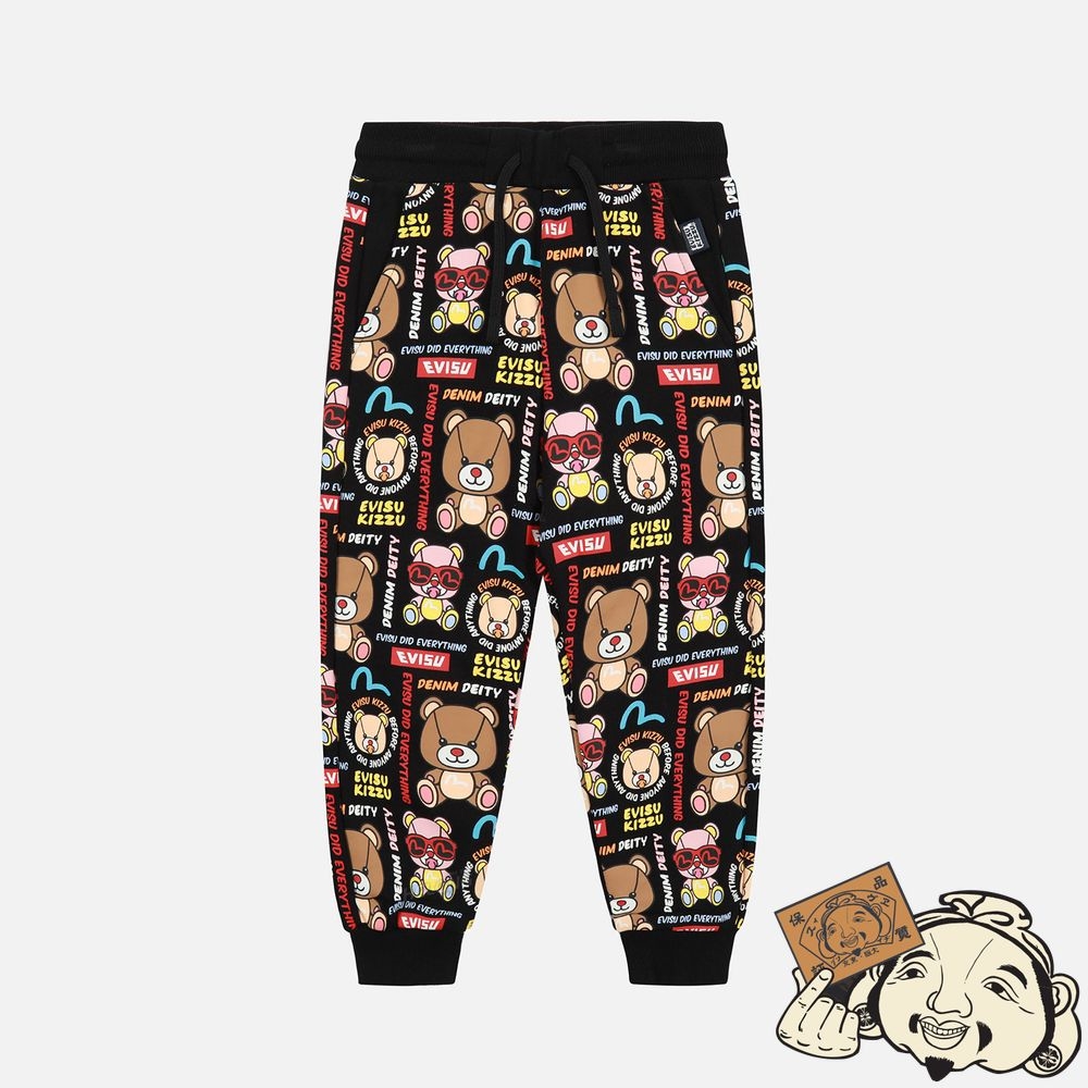 Kids Evisu Allover Bear Print Sweatpants Noir | 465HGEWAX