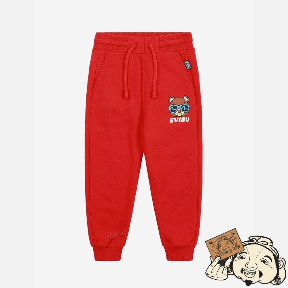 Kids Evisu BEAR AND LOGO DAICOCK PRINT SWEATPANTS Rouge | 049CADPLW