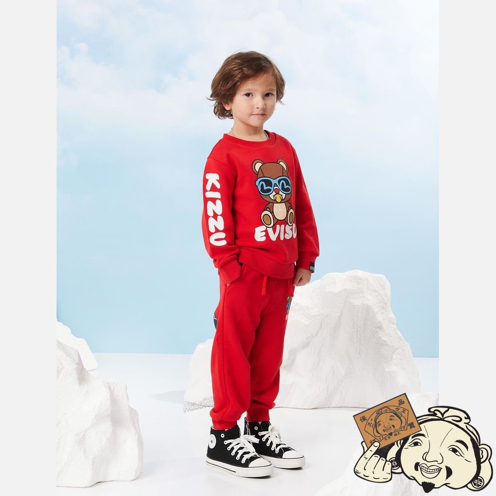 Kids Evisu BEAR AND LOGO DAICOCK PRINT SWEATPANTS Rouge | 049CADPLW